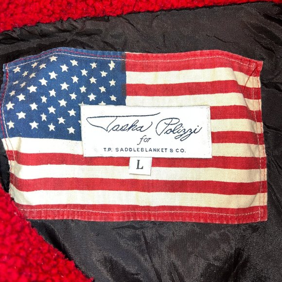 Tasha Polizzi Red Fleece Double-Breasted Coat Size Large - Picture 5 of 7